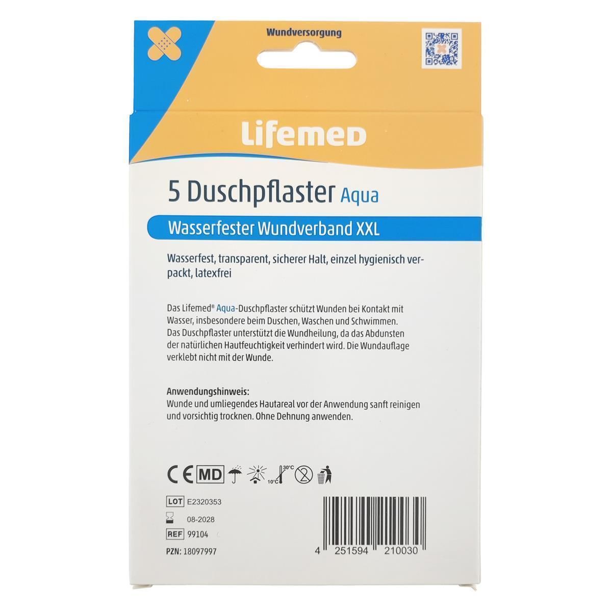 Pflaster, Lifemed Duschpflaster Aqua XXL, 5 Strips wasserdicht, 8 x 10 cm – Bild 2